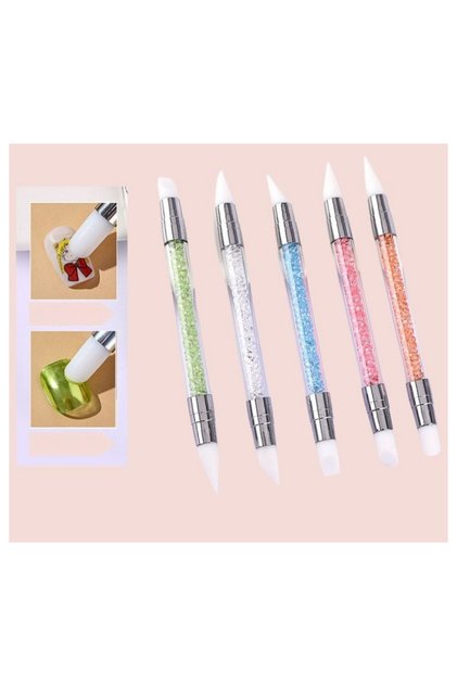 Hamur Jel Şekil Verme Fırçası Nail Art Fırça Silikon Tırnak Fırçası 5li Set