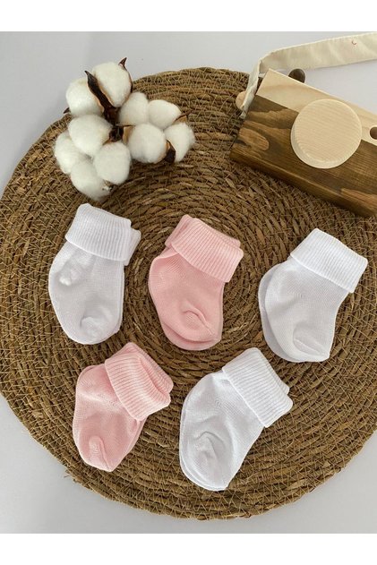 Organic Cotton Unisex 5-Piece Premium Newborn Baby Socks - Boxed