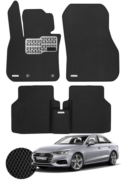 Audi A4 B9 2015-2024 Arası Arka Paspas Klipssiz Uyumlu Hücreli Premium Eva Paspas Seti Siyah