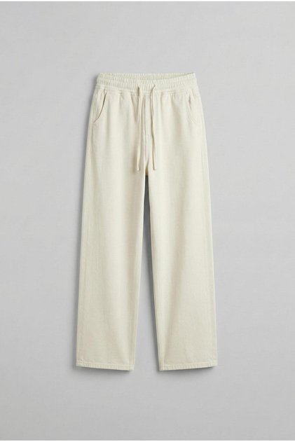 Men's Baggy Fit Gabardine Fabric Trousers Ecru