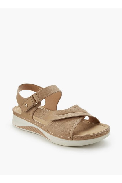 Women Hook & Loop Cross Strap Sandals