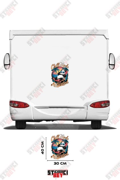 Sunbathing Panda on the Beach Image Caravan Sticker Decal