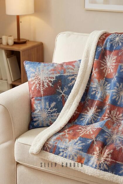 Tv Blanket & Throw Pillow Set Two-Sided Plush Blue Comfortable & Stylish