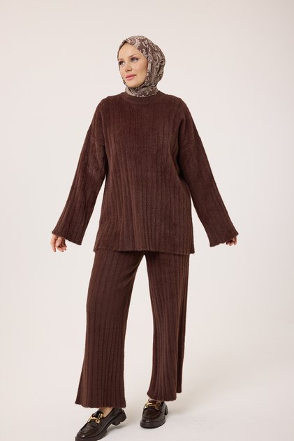 40977 - Stylish Comfortable Casual Angora Knitwear Women's Set with Pants