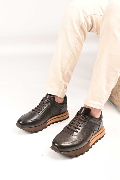 Lace-Up Eva Sole Genuine Leather Sneaker 172-64176 Men's Shoes