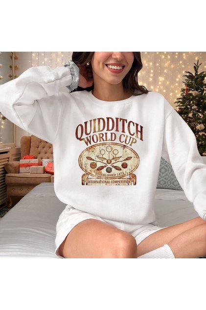 Harry Potter Quidditch World Cup Printed Crew Neck 3 Yarn Sweatshirt