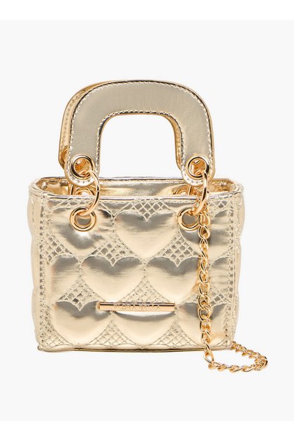 Heart Quilted Crossbody Bag with Chain Strap - H 11 x W 12.5 cms