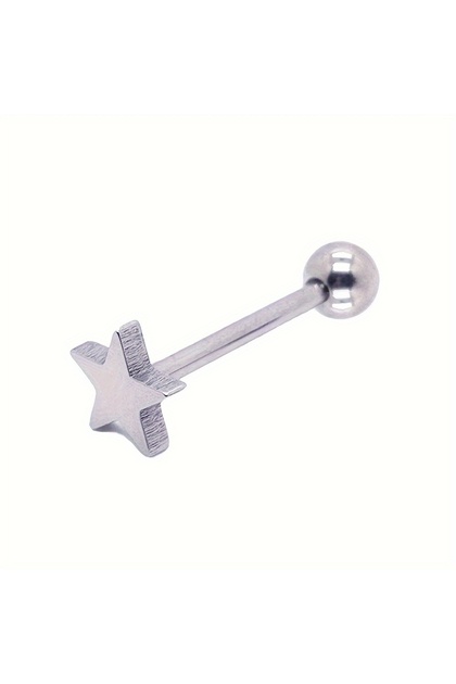 Face 1PC Tongue Rings Star Simple Punk Stainless Steel Tongue Web Frenulum Piercing Stud Daily and P