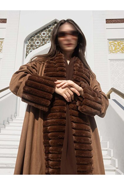 MW1804 - Suede Abaya with Fur Trim