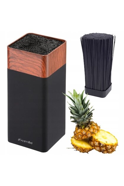 Suport universal pentru cuțite, Kamille, negru, design modern, 22x11 cm