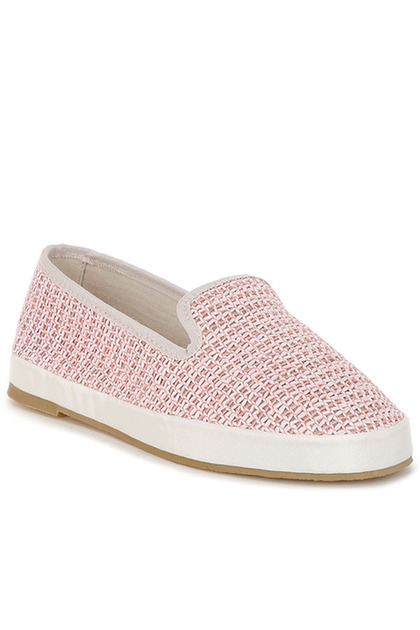 Women Round Toe Slip-On Loafers in Pink