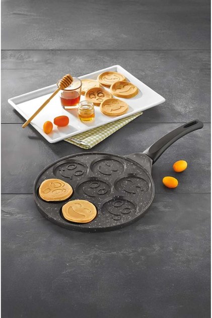 27 cm Granite Cast Emoji Pancake Crepe Pan Special Gift for Children Practical Pan