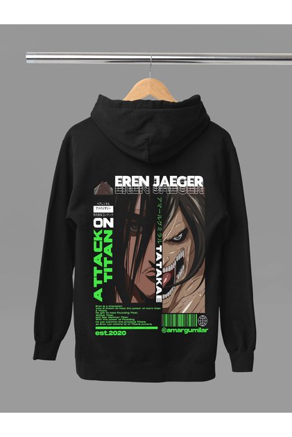 Eren Yeager from Attack on Titan 3-Ply Quality Hooded Anime Sweatshirt