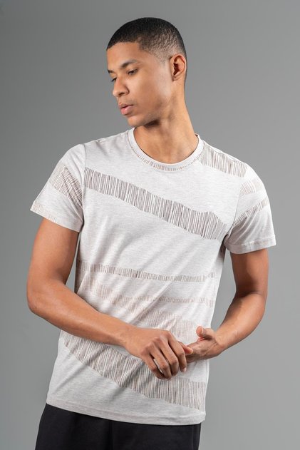 Regular Men's Crew Neck Beige Melange T-Shirt