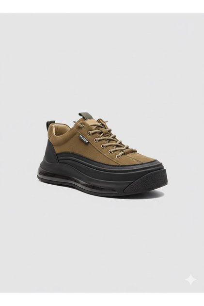 Lastik Bağlı Hava Köpük Düz Taban Hakiki Deri Erkek Sneaker Ayakkabı 22114