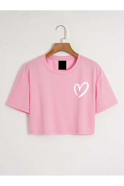 Women's Heart Printed Crop T-Shirt Eyaxd Sportwear Company