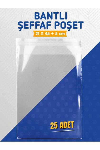 Taped Transparent Bag (21X45+5Cm) 25 Pieces Shiny Gelatin Package Gift Bag -T1558