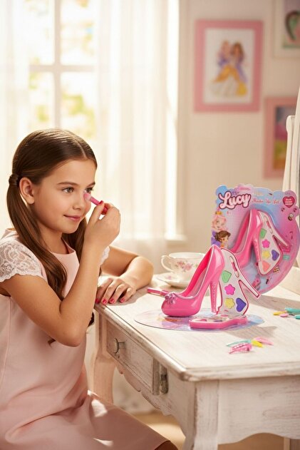 BYCEGU 70769 PEMBE TOPUKLU AYAKKABI ŞEKLİNDEKİ OYUNCAK MAKYAJ SETİ