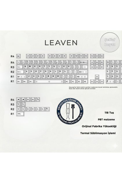 MEKANİK KLAVYE KEYCAP -118 TUŞLU ŞEFFAF TUŞ TAKIMI