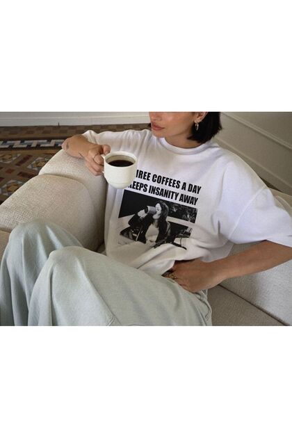 Gilmore Girls Lorelai Coffee Kahve Baskılı %100 Pamuk Unisex Oversize T-shirt Tişört