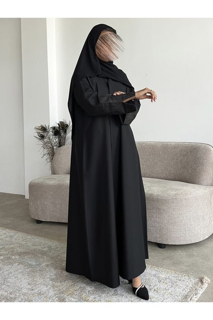 عباية عصرية وآنيقة من آولجا القماش كريب لندن قصة العباية ربع كلوش شامل الطرحة