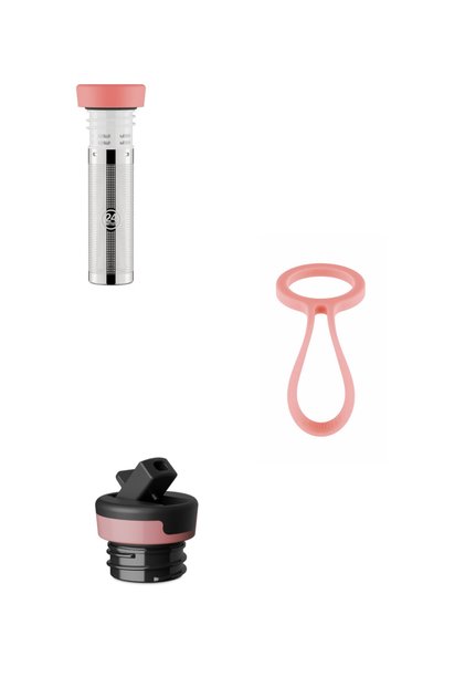 Bottle Tie Tutucu & Infuser Lid Demleme & Bottle Sport Kapak Termos Aksesuar Seti Pembe 3'li