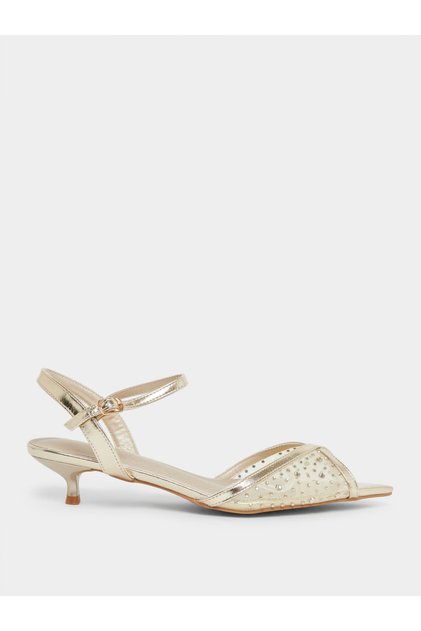 Embellished Vamp Low Heel Sandals