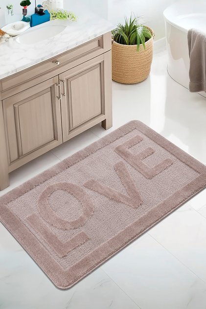 Natural Non-Slip Base Bath Mat Long-Lasting Soft Textured Water Absorbent Washable Letter Mat Love 6