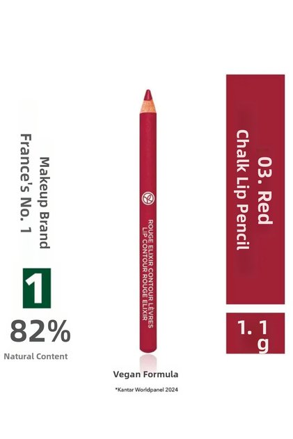 Satin Finish Wooden Lip Pencil Creamy Texture Long-Lasting 1.1 g Red