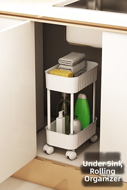 Lisbon Multi-Purpose 2-Tier Under-Sink Organizer In-Cabinet Tegah Six-Wheeled Organizer