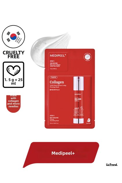 Red Lacto Collagen 3000 Shot Serum 2 Step Mask 1.5 g + 25 ml (5 Pieces) Collagen and Microneedle Mask