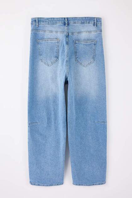 Trendyolmilla Curve Mavi Yüksek Bel Comfort/Esnek Baggy Fit Denim