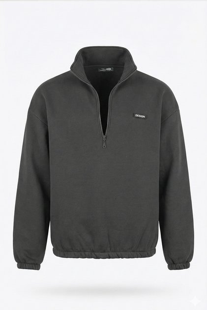 Ghassy Co. Men's Half Zipper Oversize Waist and Sleeve Elastic Fleece Inside Sweatshirt