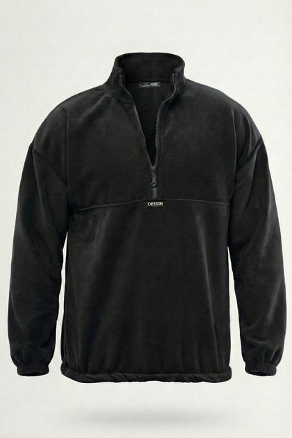 Ghassy Co. Erkek Oversize Regular Dik Yaka Yarım Fermuarlı Polar Sweatshirt