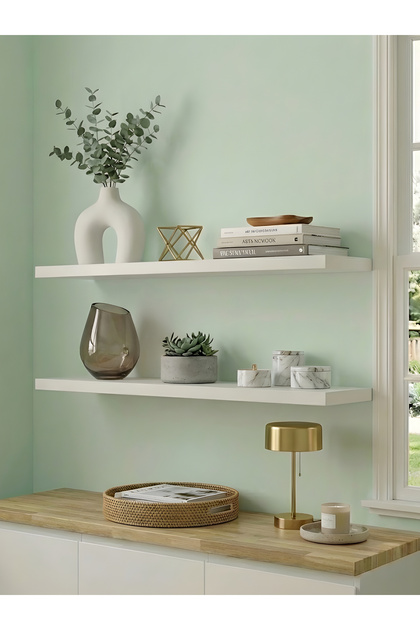 Premium MDF Ürün Geniş Duvar Rafı 2'li Set 70x15 cm Uçan Raf Gizli Montaj Kitaplık Mutfak Rafı