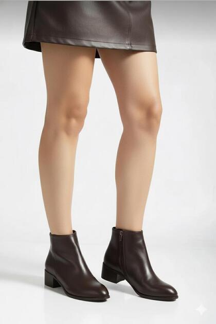 Large Size Women's Boots 41-42-43-44-Brown Leather
