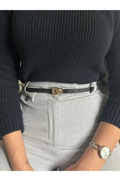 Journey Interlocking Ring Pattern Faux Leather Women's Gold Buckle Jacket Belt Dress Pants Belt