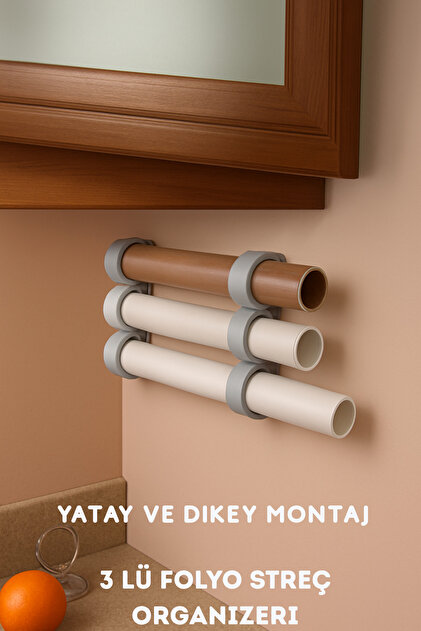 STREÇ FOLYO RULO ORGANİZERİ 3 LÜ DİKEY veya YATAY DÜZENLEYİCİ YAPIŞKANLI