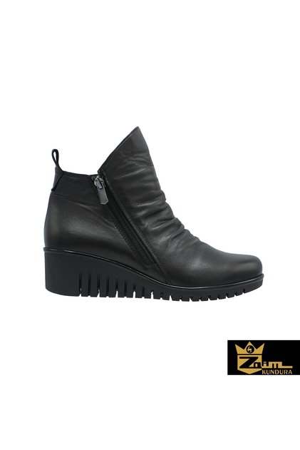 Women's Black Genuine Leather Boots 505212003-1