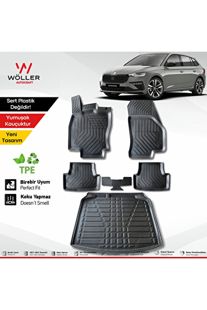 Skoda Scala Paspas Bagaj Havuzu Set 2020 2026 Arası Uyumlu 3d Ultraflex Set
