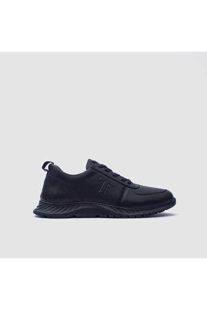 Erkek Siyah Floatter Hakiki Deri Spor Sneaker Ayakkabı [TG052165]