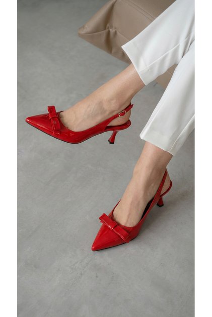 Miley Bow Detailed 9cm Heeled Women's Heeled Shoes