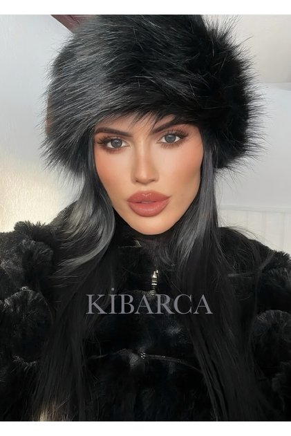 Trend Siyah Kışlık Suni Kürk Şapka Peluş Rus Kalpak