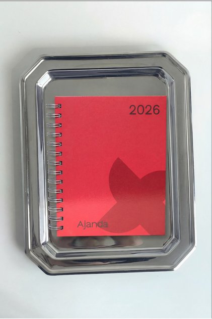 2026 Tarihli Günlük Ajanda Icon Red Kırmızı Sert Kapak Gümüş Spiralli
