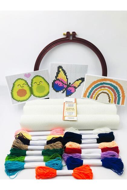 Set za vezenje križićem Etamin Model016 - Leptir, Duga, Avokado