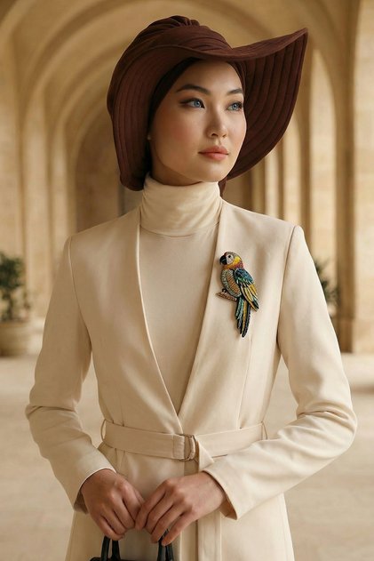 Detachable Bowknot Hat Bone Turban, Brown, S-4A