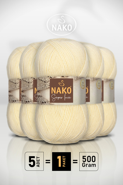 SUPER INCI • Crem (256) • Pachet de 5 × 100 gr / 260 m • Fir pentru tricotat manual, amestec de lână • Eșarfă, Vestă, Pulover