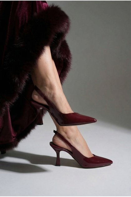Beryls Kadın Bordo Düz Lastikli Modern Yaz Topuklu Ayakkabı