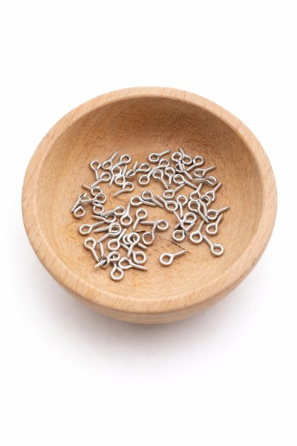 100 Adet - 5x10 Mm Takı Vidası, Halkalı Vida, Kancalı Vida, Epoksi Takı Vidası, Nikel