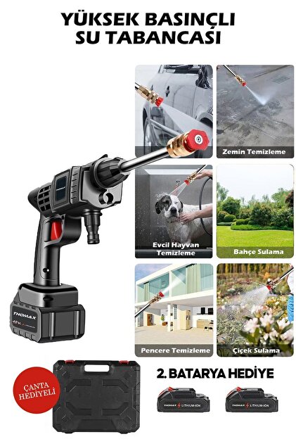 THOMAX Fırçasız Şarjlı Ve Yüksek Basınçlı Oto Yıkama Makinesi Ve